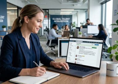 Recrutador analisando perfil otimizado do LinkedIn para seleção de candidatos.