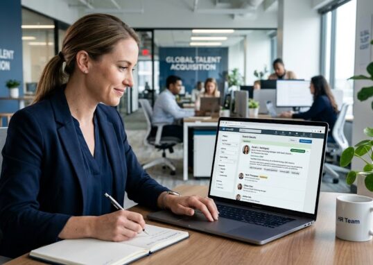 Recrutador analisando perfil otimizado do LinkedIn para seleção de candidatos.